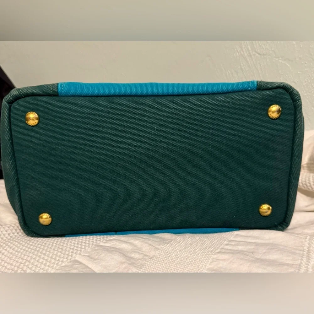 Prada Milano Teal & Forest Green Canapa Tote Bag - Picture 3 of 16
